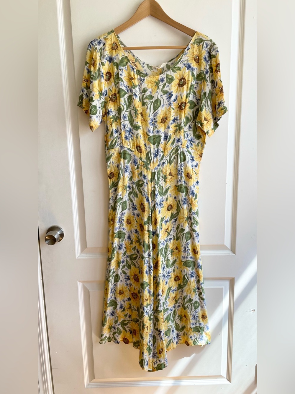 Vtg Marrika Nakk Basque Waist Sunflower Dress Size S Western Prairie Cowgirl